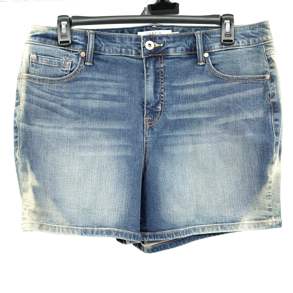 Torrid Denim Shorts SZ 18 5" Jean Faded Western Coastal Cowgirl Rodeo Casual